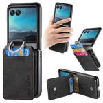 For Motorola Moto Razr 40 Ultra Retro Leather Ring Vertical Flip Wallet Phone Case(Black)