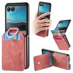 For Motorola Moto Razr 40 Ultra Retro Leather Ring Vertical Flip Wallet Phone Case(Pink)