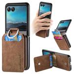 For Motorola Moto Razr 40 Ultra Retro Leather Ring Vertical Flip Wallet Phone Case(Brown)