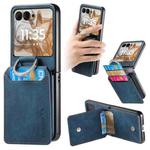 For Motorola Moto Razr 50 Retro Leather Ring Vertical Flip Wallet Phone Case(Blue)