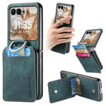 For Motorola Moto Razr 50 Retro Leather Ring Vertical Flip Wallet Phone Case(Green)