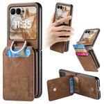 For Motorola Moto Razr 50 Retro Leather Ring Vertical Flip Wallet Phone Case(Brown)