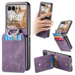 For Motorola Moto Razr 50 Retro Leather Ring Vertical Flip Wallet Phone Case(Purple)
