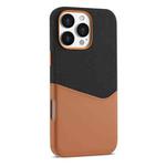 For iPhone 16 Pro Kalebol Cloth Textue Stitching Card Slot Magnetic Phone Case(Brown)