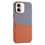 For iPhone 16 Plus Kalebol Cloth Textue Stitching Card Slot Magnetic Phone Case(Orange)