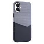 For iPhone 16 Kalebol Cloth Textue Stitching Card Slot Magnetic Phone Case(Black)