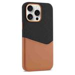 For iPhone 15 Pro Max Kalebol Cloth Textue Stitching Card Slot Magnetic Phone Case(Brown)