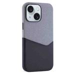 For iPhone 15 Plus Kalebol Cloth Textue Stitching Card Slot Magnetic Phone Case(Black)