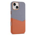 For iPhone 15 Plus Kalebol Cloth Textue Stitching Card Slot Magnetic Phone Case(Orange)