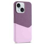 For iPhone 15 Plus Kalebol Cloth Textue Stitching Card Slot Magnetic Phone Case(Pink)