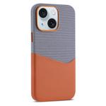 For iPhone 15 Kalebol Cloth Textue Stitching Card Slot Magnetic Phone Case(Orange)
