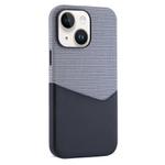 For iPhone 14 Kalebol Cloth Textue Stitching Card Slot Magnetic Phone Case(Black)
