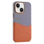 For iPhone 14 Kalebol Cloth Textue Stitching Card Slot Magnetic Phone Case(Orange)