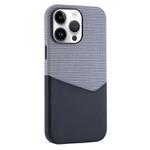 For iPhone 14 Pro Kalebol Cloth Textue Stitching Card Slot Magnetic Phone Case(Black)