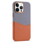 For iPhone 14 Pro Max Kalebol Cloth Textue Stitching Card Slot Magnetic Phone Case(Orange)