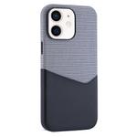 For iPhone 12 Kalebol Cloth Textue Stitching Card Slot Magnetic Phone Case(Black)