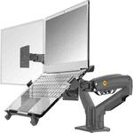 NORTH BAYOU F160-FP Tray Dual Arm Bracket Monitor Desk Mount Adjustable Laptop Holder(Black)