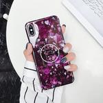 For iPhone XS Max Marble Anti-drop TPU Protection Back Cover with Folding Holder(Z12)