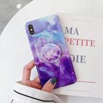For iPhone XS Max Marble Anti-drop TPU Protection Back Cover with Folding Holder(Z28)