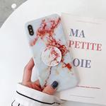 For iPhone XS Max Marble Anti-drop TPU Protection Back Cover with Folding Holder(Z15)