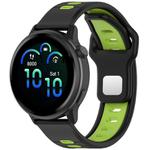 20mm Two Color Reverse Buckle Striped Silicone Watch Band(Black Green)