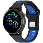 20mm Two Color Reverse Buckle Striped Silicone Watch Band(Black Blue)