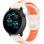 22mm Two Color Reverse Buckle Striped Silicone Watch Band(Starlight Orange)