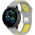 22mm Two Color Reverse Buckle Striped Silicone Watch Band(Gray Yellow)