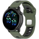 22mm Two Color Reverse Buckle Striped Silicone Watch Band(Green Black)