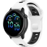 22mm Two Color Reverse Buckle Striped Silicone Watch Band(White Black)