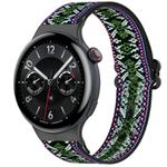 For vivo Watch 5 Ethnic Style Elastic Nylon Braided Watch Band(Green Purple)