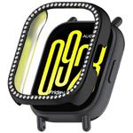 For Redmi Watch 5 Lite Single Row Diamond Half Coverage Hollow PC Watch Protective Case(Black)