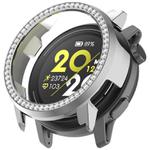For COROS Pace Pro Single Row Diamond Half Coverage Hollow PC Watch Protective Case(Silver)