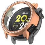 For COROS Pace 2 Single Row Diamond Half Coverage Hollow PC Watch Protective Case(Rose Gold)