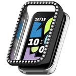 For Honor Band 10 Single Row Diamond Half Coverage Hollow PC Watch Protective Case(Black)