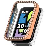 For Honor Band 10 Single Row Diamond Half Coverage Hollow PC Watch Protective Case(Rose Gold)