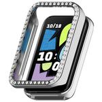 For Honor Band 10 Single Row Diamond Half Coverage Hollow PC Watch Protective Case(Silver)
