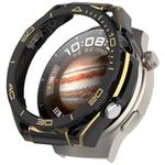 For Huawei Watch 4 Pro Change to Watch Ultimate Design Half Coverage Hollow PC Watch Protective Case(Black Gold)