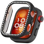 For Huawei Watch Fit 4 Pro Single Row Diamond Half Coverage Hollow PC Watch Protective Case(Black)