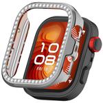 For Huawei Watch Fit 4 Pro Single Row Diamond Half Coverage Hollow PC Watch Protective Case(Silver)