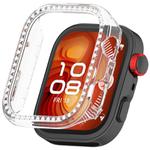 For Huawei Watch Fit 4 Pro Single Row Diamond Half Coverage Hollow PC Watch Protective Case(Transparent)