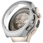 For Huawei Watch 5 46mm Single Row Diamond Half Coverage Hollow PC Watch Protective Case(Silver)