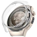 For Huawei Watch 5 46mm Single Row Diamond Half Coverage Hollow PC Watch Protective Case(Transparent)