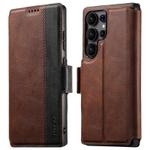 For Samsung Galaxy S25 Ultra 5G Suteni Q07 2-in-1 Multi-function Detachable Wallet MagSafe Phone Case(Brown)