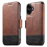 For iPhone 16 Suteni Q06 2-in-1 Multi-function Detachable Wallet MagSafe Phone Case(Brown)
