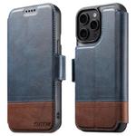 For iPhone 13 Pro Max Suteni Q06 2-in-1 Multi-function Detachable Wallet MagSafe Phone Case(Blue)