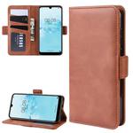 Dual-side Magnetic Buckle Horizontal Flip Leather Case for Huawei Y5 2019, with Holder & Card Slots & Wallet & Photo Frame(Brown)