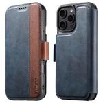 For iPhone 16 Pro Suteni Q07 2-in-1 Multi-function Detachable Wallet MagSafe Phone Case(Blue)