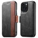For iPhone 14 Plus Suteni Q07 2-in-1 Multi-function Detachable Wallet MagSafe Phone Case(Black)