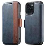 For iPhone 14 Plus Suteni Q07 2-in-1 Multi-function Detachable Wallet MagSafe Phone Case(Blue)